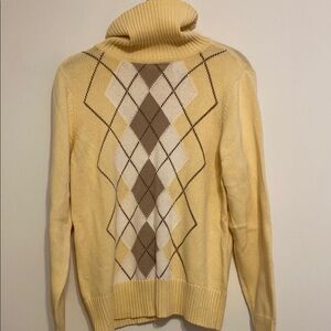 Yellow Argyle Turtleneck Sweater